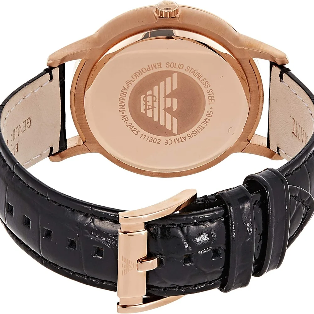 Emporio Armani Renato AR2425 43mm Large Black Dial Gold Tone Men's Watch - Picture 4 of 15